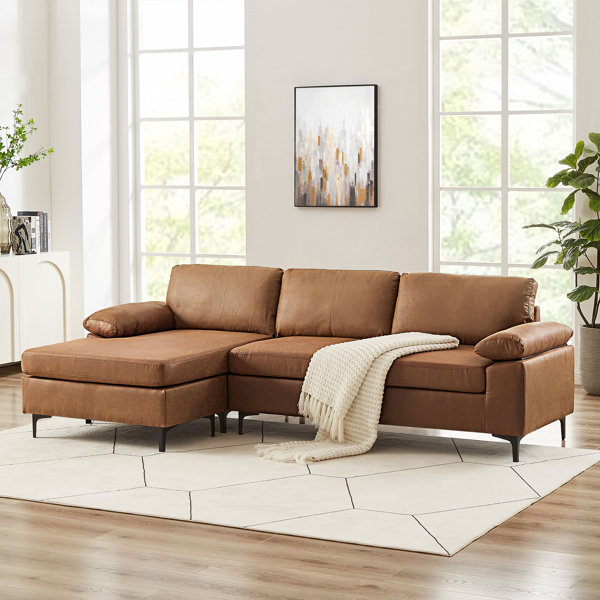 Wrought Studio Chanpreet 108" Wide Faux Leather Reversible Sofa